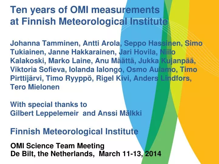 omi science team meeting de bilt the netherlands march 11 13 2014