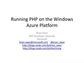Running PHP on the Windows Azure Platform