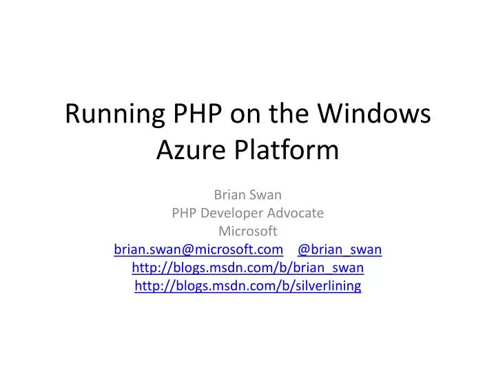 running php on the windows azure platform
