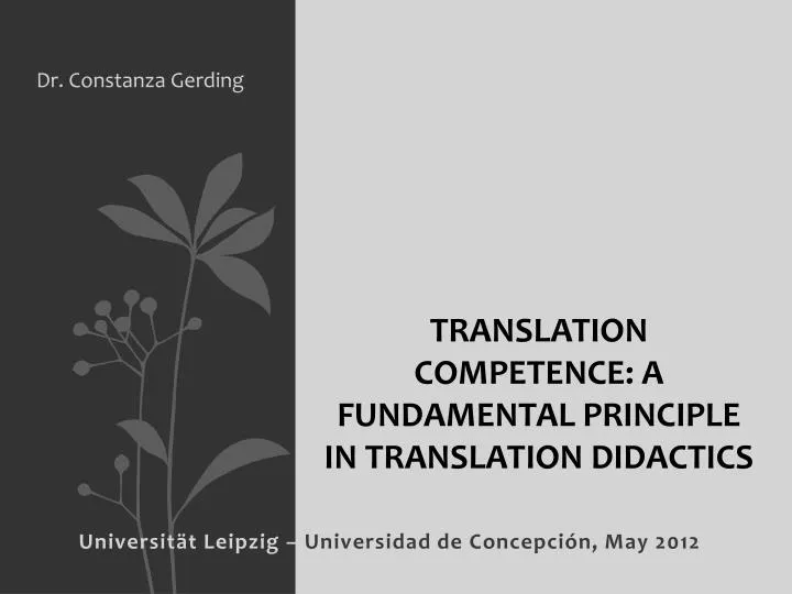 translation competence a fundamental principle in translation didactics