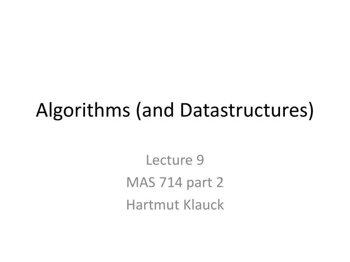 algorithms and datastructures