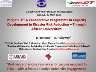 Global Platform for Disaster Risk Reduction Geneva, 22 May, 2013