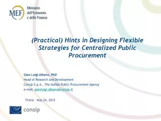 (Practical) Hints in Designing Flexible Strategies for Centralized Public Procurement