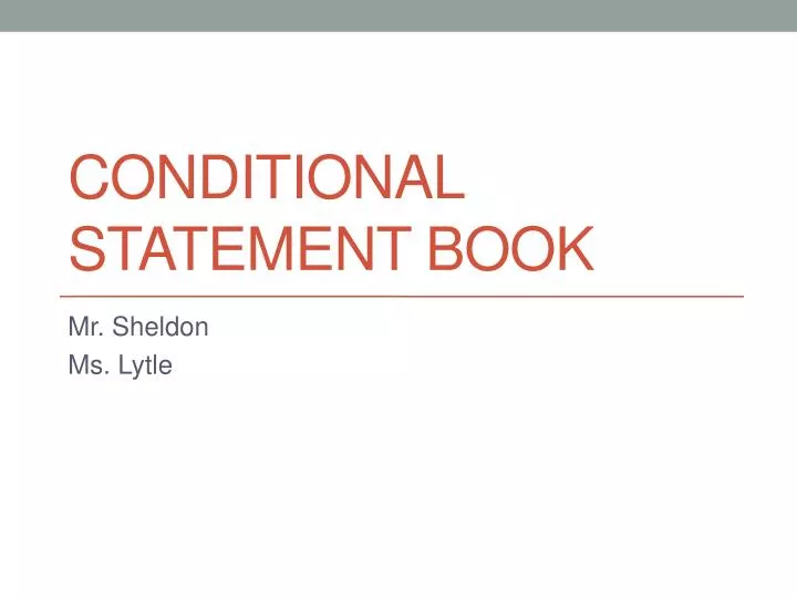 conditional statement book