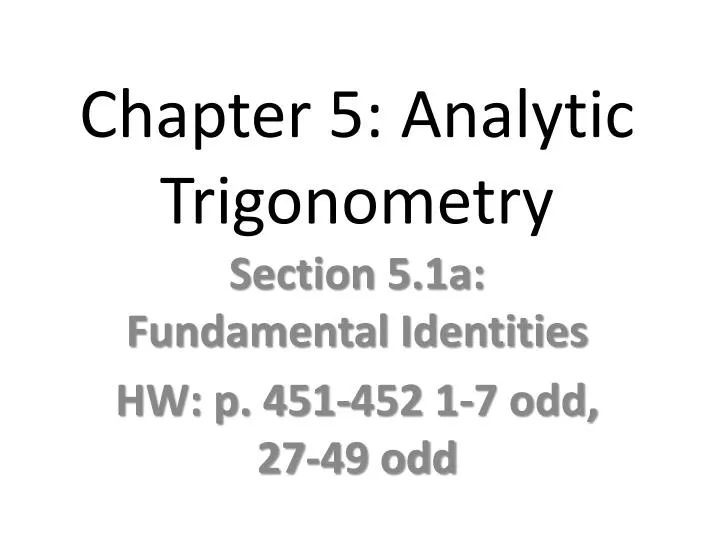 chapter 5 analytic trigonometry