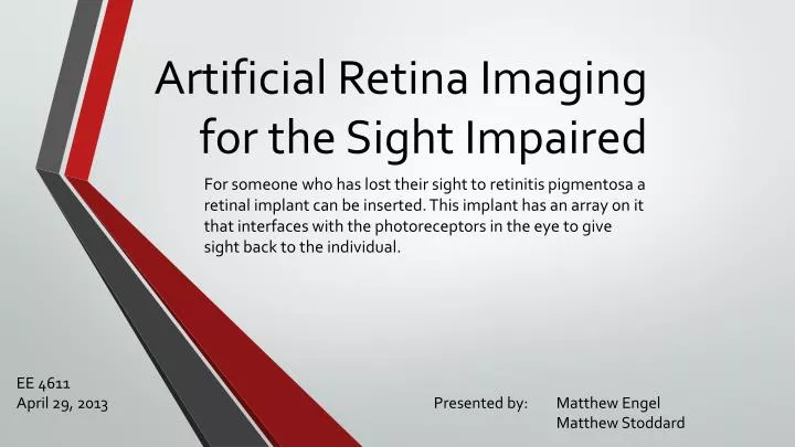 artificial retina imaging for the sight impaired
