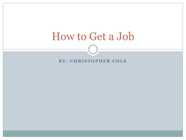 how to get a job