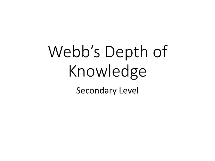 webb s depth of knowledge