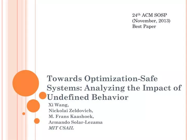 towards optimization safe systems analyzing the impact of undefined behavior