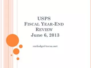 USPS Fiscal Year-End Review