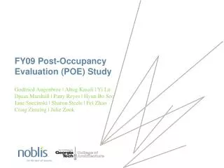 FY09 Post-Occupancy Evaluation (POE) Study