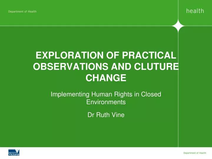 exploration of practical observations and cluture change