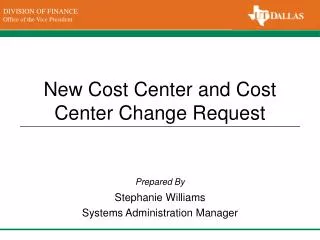 New Cost Center and Cost Center Change Request