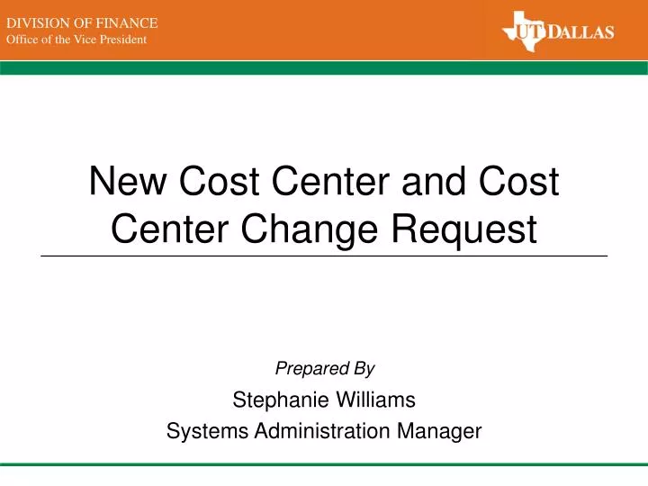 new cost center and cost center change request