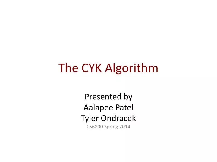 the cyk algorithm