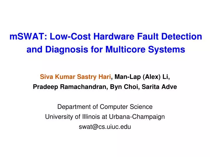 mswat low cost hardware fault detection and diagnosis for multicore systems