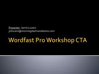 Wordfast Pro Workshop CTA