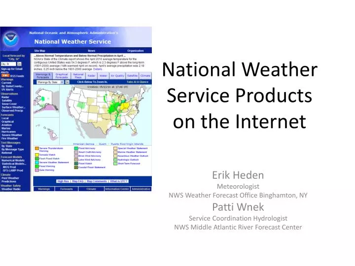 national weather service products on the internet