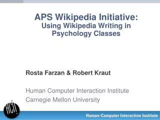 APS Wikipedia Initiative: Using Wikipedia Writing in Psychology Classes