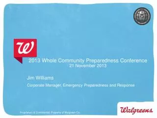 2013 Whole Community Preparedness Conference 21 November 2013