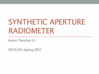 Synthetic Aperture Radiometer
