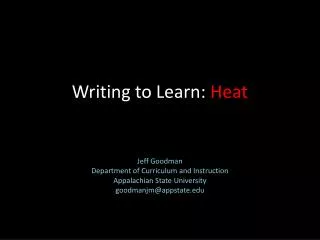 Writing to Learn: Heat