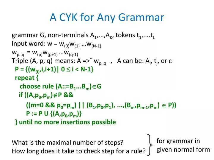 a cyk for any grammar