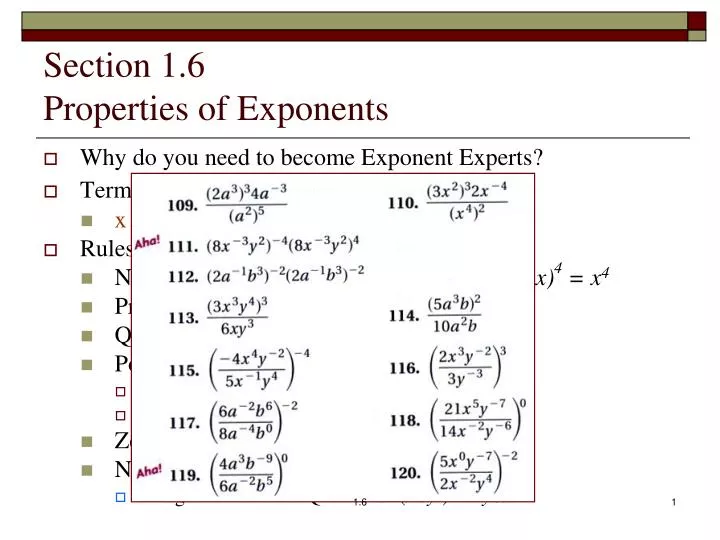 section 1 6 properties of exponents