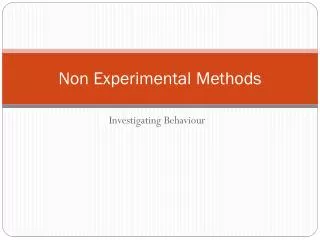 Non Experimental Methods