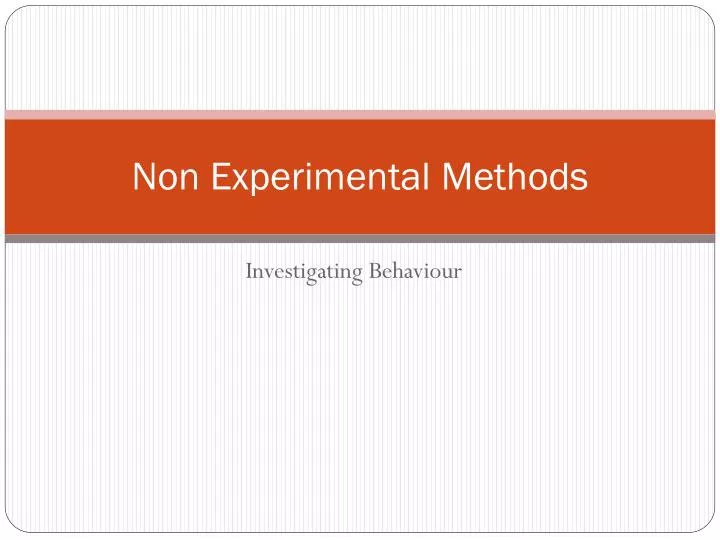 non experimental methods