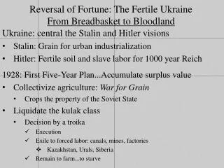 Reversal of Fortune: The Fertile Ukraine From Breadbasket to Bloodland