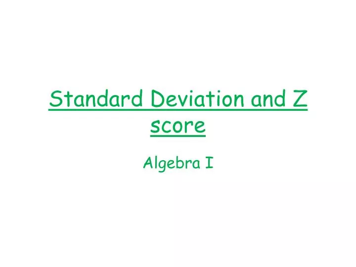 standard deviation and z score