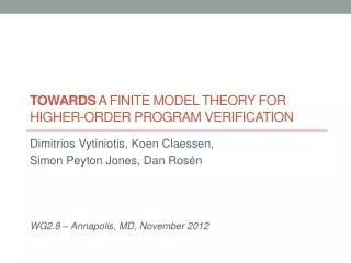 TOWARDS A Finite model theory for higher-order program verification