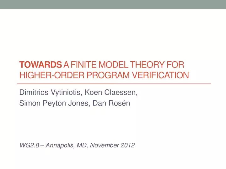 towards a finite model theory for higher order program verification