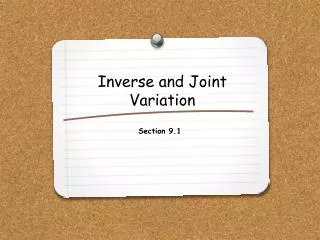 Inverse and Joint Variation