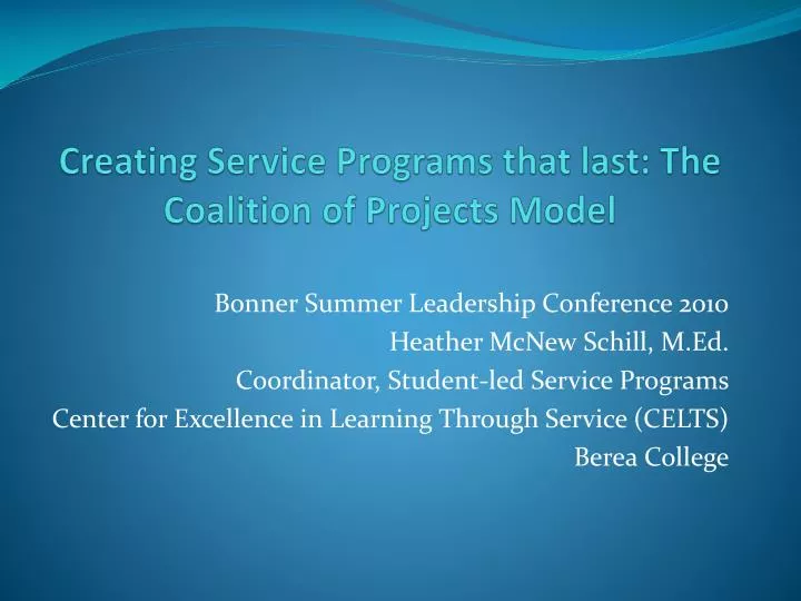 creating service programs that last the coalition of projects model