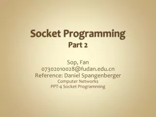 Socket Programming Part 2