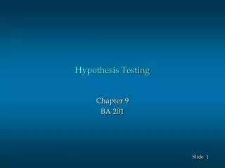 Hypothesis Testing