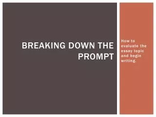 Breaking Down the Prompt