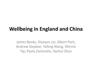 Wellbeing in England and China