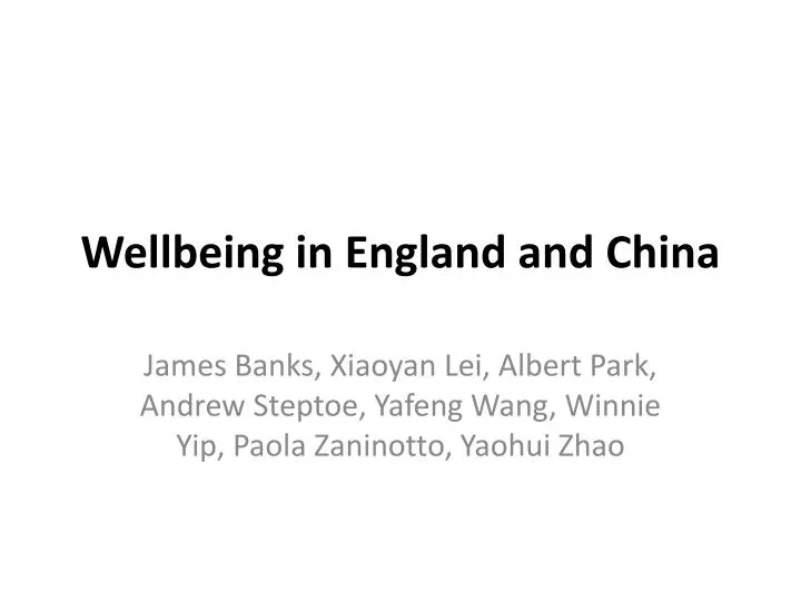 wellbeing in england and china