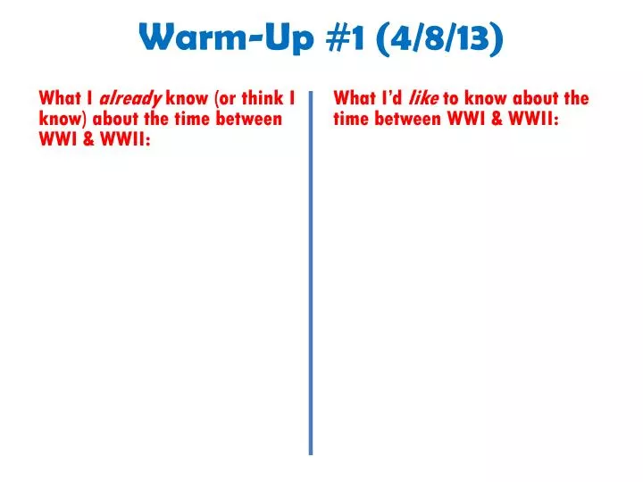 warm up 1 4 8 13