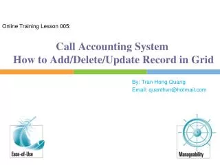 Call Accounting System How to Add/Delete/Update Record in Grid