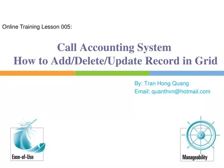 call accounting system how to add delete update record in grid