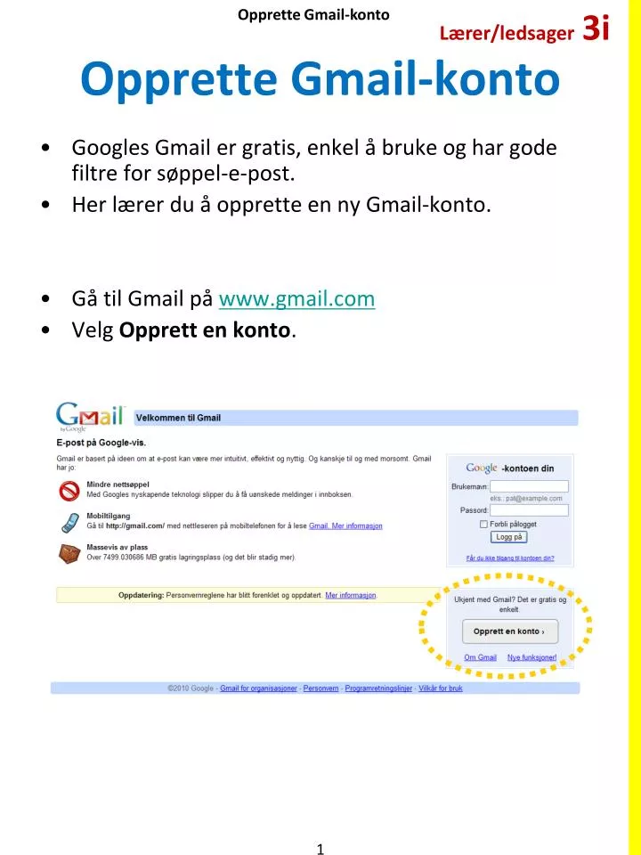 opprette gmail konto
