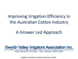 Improving Irrigation Efficiency in the Australian Cotton Industry