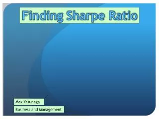 Finding Sharpe Ratio