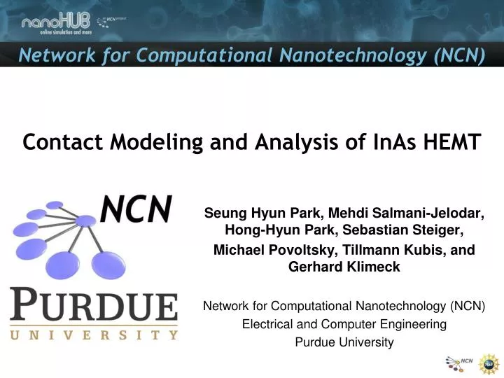 contact modeling and analysis of inas hemt