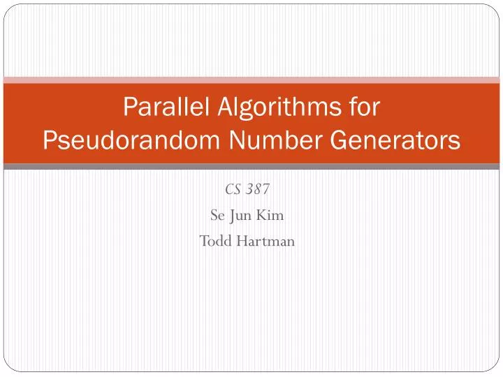 parallel algorithms for pseudorandom number generators