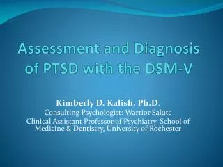 Assessment and Diagnosis of PTSD with the DSM-V